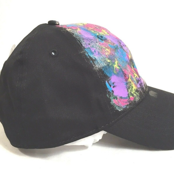 Hand Painted Hat Cap Abstract Art Neon Colors - Picture 4 of 8